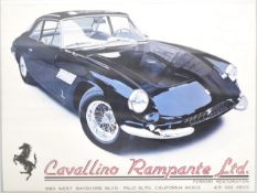 1980s USA LITHOGRAPH FERRARI POSTER BY JAMES CLEWORTH