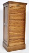 20TH ART DECO OAK UPRIGHT PEDESTAL TAMBOUR DOOR CABINET