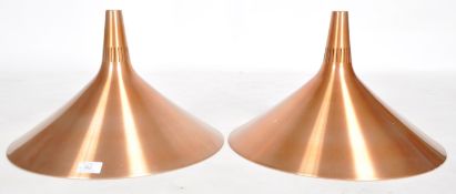 PAIR OF ALUMINUM COPPER EFFECT CEILING LIGHT SHADES
