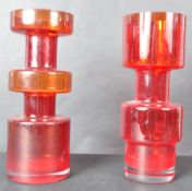 RIIHIMAKI - TWO LARGE RETRO VINTAGE GLASS VASES
