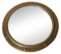 RETRO VINTAGE BRASS FRAMED SHIP'S PORTHOLE MIRROR