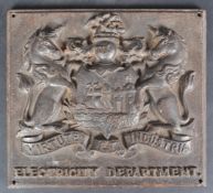 BRISTOL ELECTRICITY DEPARTMENT CAST IRON SIGN / PLAQUE