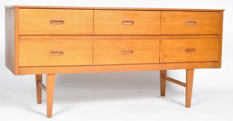 RETRO VINTAGE TEAK WOOD SIX DRAWER SIDEBOARD
