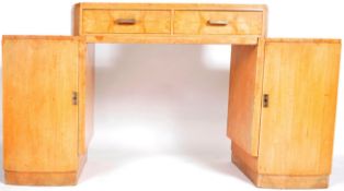 VINTAGE 20TH CENTURY ART DECO WALNUT TWIN PEDESTAL DESK