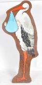 LARGE VINTAGE FAIRGROUND HAND PAINTED WOOD STORK DISPLAY