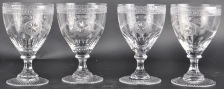 SET OF FOUR WILLIAM YEOWARD CUT GLASS WINE DRINKING GLASSES