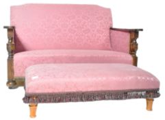 EARLY 20TH CENTURY SOFA SETTEE AND FOOTSTOOL