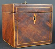 18TH CENTURY GEORGE III MAHOGANY CUBE TEA CADDY