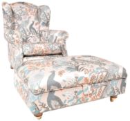 WILLIAM MORRIS INSPIRED WINGBACK ARMCHAIR & STOOL