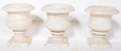 SET OF 19TH CENTURY WHITE MARBLE URNS