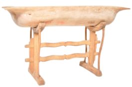 19TH CENTURY CARVED PINE TROUGH ON STAND
