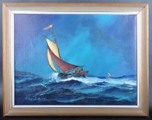 PETER COSSLETT (1927-2012) - OIL ON CANVAS CUTTER PAINTING