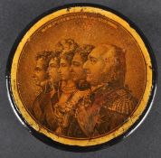 19TH CENTURY FRENCH ROYAL FAMILY PAPIER MACHE SNUFF BOX