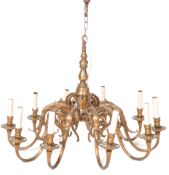 EARLY 20TH TEN BRANCH BRONZE CHANDELIER