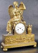 19TH CENTURY FRENCH EMPIRE ORMOLU BRONZE ANGEL CLOCK