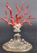 19TH SICILIAN RED CORAL ON PERIOD SILVER BASE