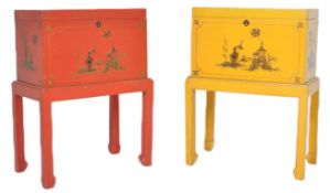 PAIR OF CHINOISERIE LACQUER BEDSIDE CHESTS