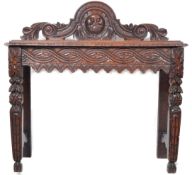 19TH CENTURY CARVED OAK JACOBEAN REVIVAL HALL TABLE