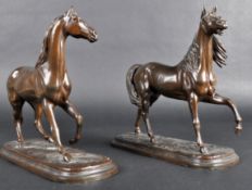 PAIR OF 20TH CENTURY BRONZE EFFECT HORSES