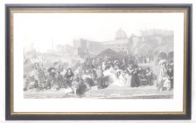 LIFE AT THE SEASIDE - 19TH CENTURY BLACK & WHITE ENGRAVING