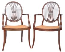 PAIR OF 19TH CENTURY HEPPLEWHITE MANNER ARMCHAIRS