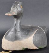 EARLY 20TH CENTURY FOLK ART CARVED WOOD DECOY DUCK