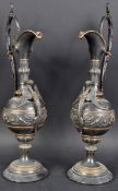 PAIR OF 19TH CENTURY FRENCH BRONZE EWERS
