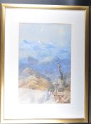 19TH CENTURY WATERCOLOUR MOUNTAIN SCENE