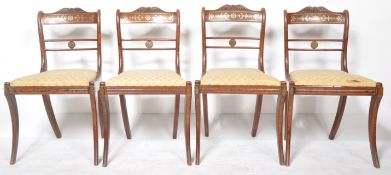 SET OF FOUR REGENCY ROSEWOOD & BRASS DINING CHAIRS