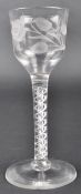18TH CENTURY ENGRAVED DOUBLE SERIES JACOBITE WINE GLASS