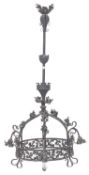 19TH CENTURY GOTHIC WROUGHT IRON CHANDELIER