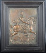 19TH CENTURY COPPER SPANISH MEDIEVAL KNIGHT PLAQUE