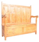 20TH CENTURY COUNTRY FARMHOUSE PINE SETTLE BENCH