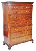 GEORGE III MAHOGANY CHEST ON CHEST OF DRAWERS