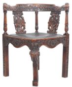 19TH CENTURY CARVED MALTESE DOLPHIN CORNER CHAIR