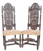 PAIR OF 19TH CENTURY CAROLEAN REVIVAL HALL CHAIRS