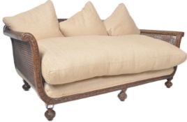 19TH CENTURY CARVED MAHOGANY BERGERE SOFA SETTEE