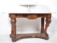 19TH CENTURY WALNUT & MARBLE CONSOLE TABLE