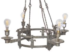 19TH CENTURY WROUGHT IRON CHANDELIER LIGHT