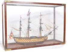 LARGE EARLY 20TH CENTURY CASED MODEL OF HMS VICTORY