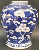 LARGE 19TH CENTURY CHINESE KANGXI REVIVAL PRUNUS PATTERN VASE