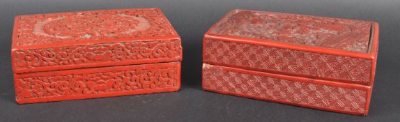 TWO EARLY 20TH CENTURY CHINESE CINNABAR LACQUER BOXES