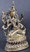 19TH CENTURY CHINESE TIBETAN BRONZE FOUR ARMED BUDDHA