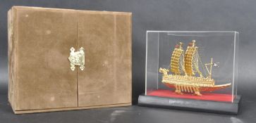 MINIATURE GOLD PLATED KOREAN TURTLE SHIP MODEL