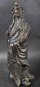 LARGE 19TH CENTURY CHINESE BRONZE ELDER WARRIOR FIGURINE