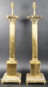 MATCHING PAIR OF 80s HOLLYWOOD REGENCY BRASS TABLE LAMPS