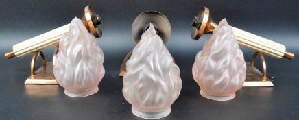 MATCHING SET OF THREE ART DECO WALL LIGHT SCONCES