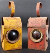 PAIR OF VINTAGE ROAD DANGER LANTERN LIGHT LAMPS