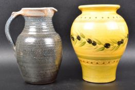 RETRO STUDIO ART POTTERY VASE AND WATER JUG