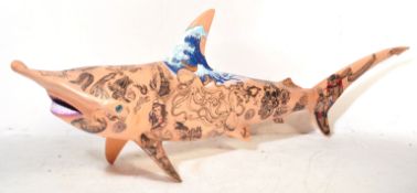 LARGE CONTEMPORARY GRAFFITI FIBERGLASS SHARK MODEL